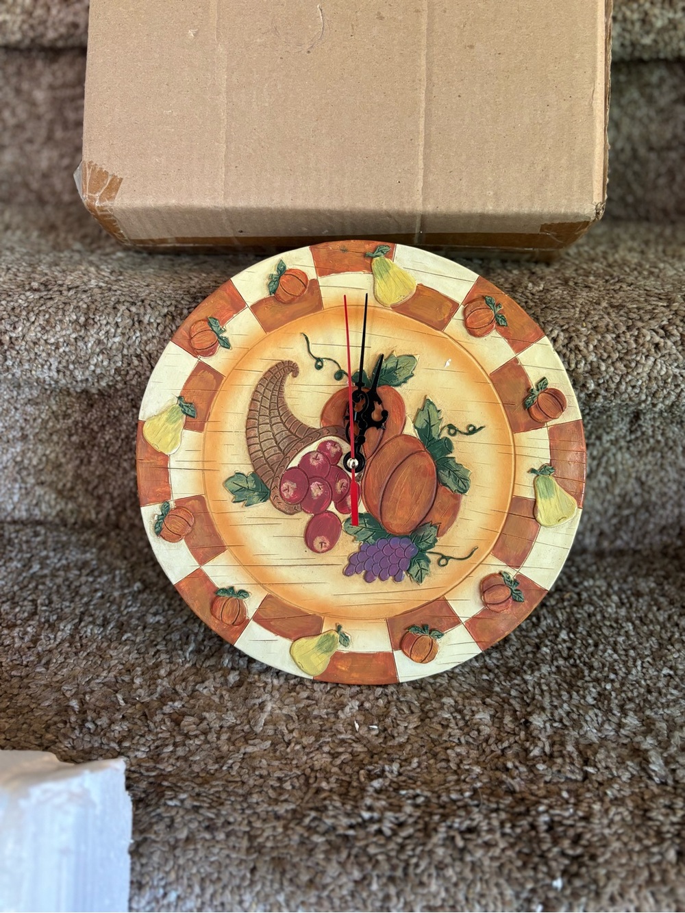 Autumn Harvest Decorative Wall Clock - Orange, Cream, Green